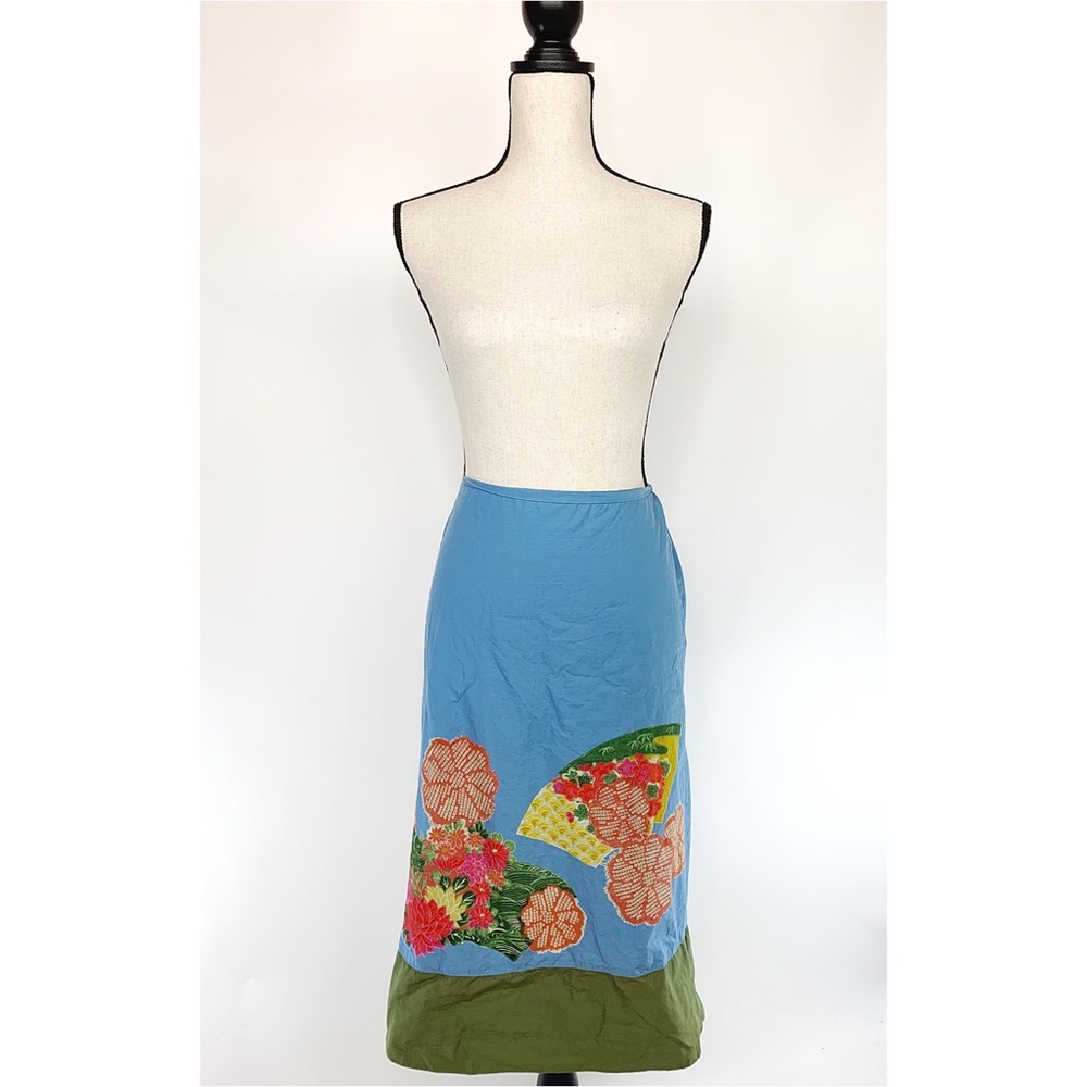 FREE PEOPLE Asian Fan Floral Print Boho Skirt Sz S